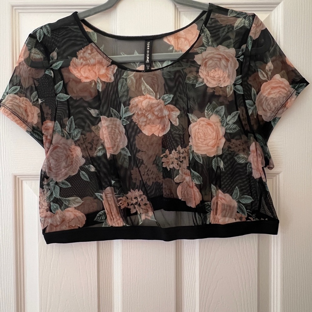 Sheer Floral Crop Top